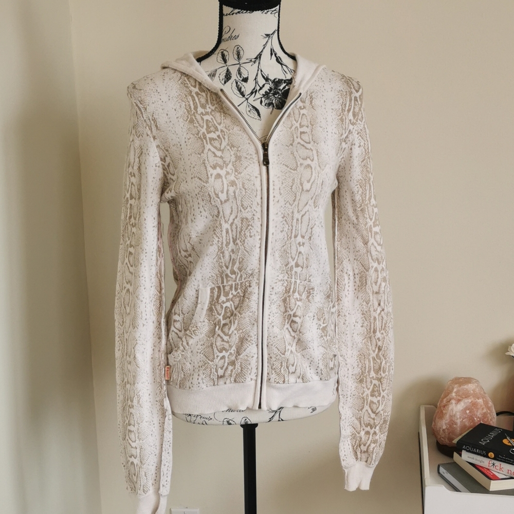 Billabong snake print angora knit zip hoodie